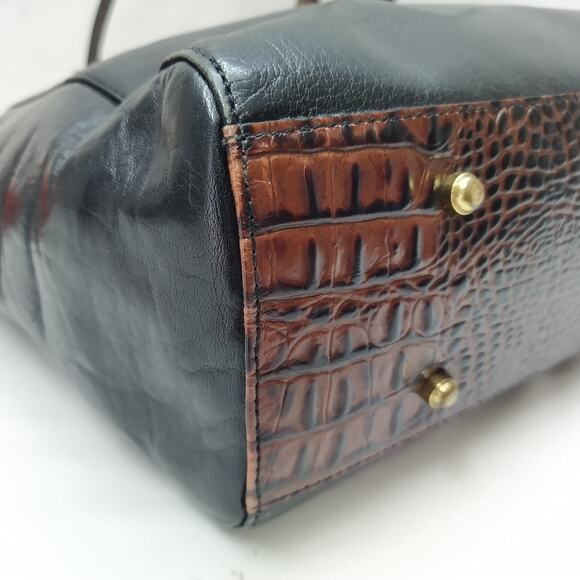 Brahmin Black Leather Double Handle Zipper Closure Tote Shoulder Bag - Picture 15 of 16